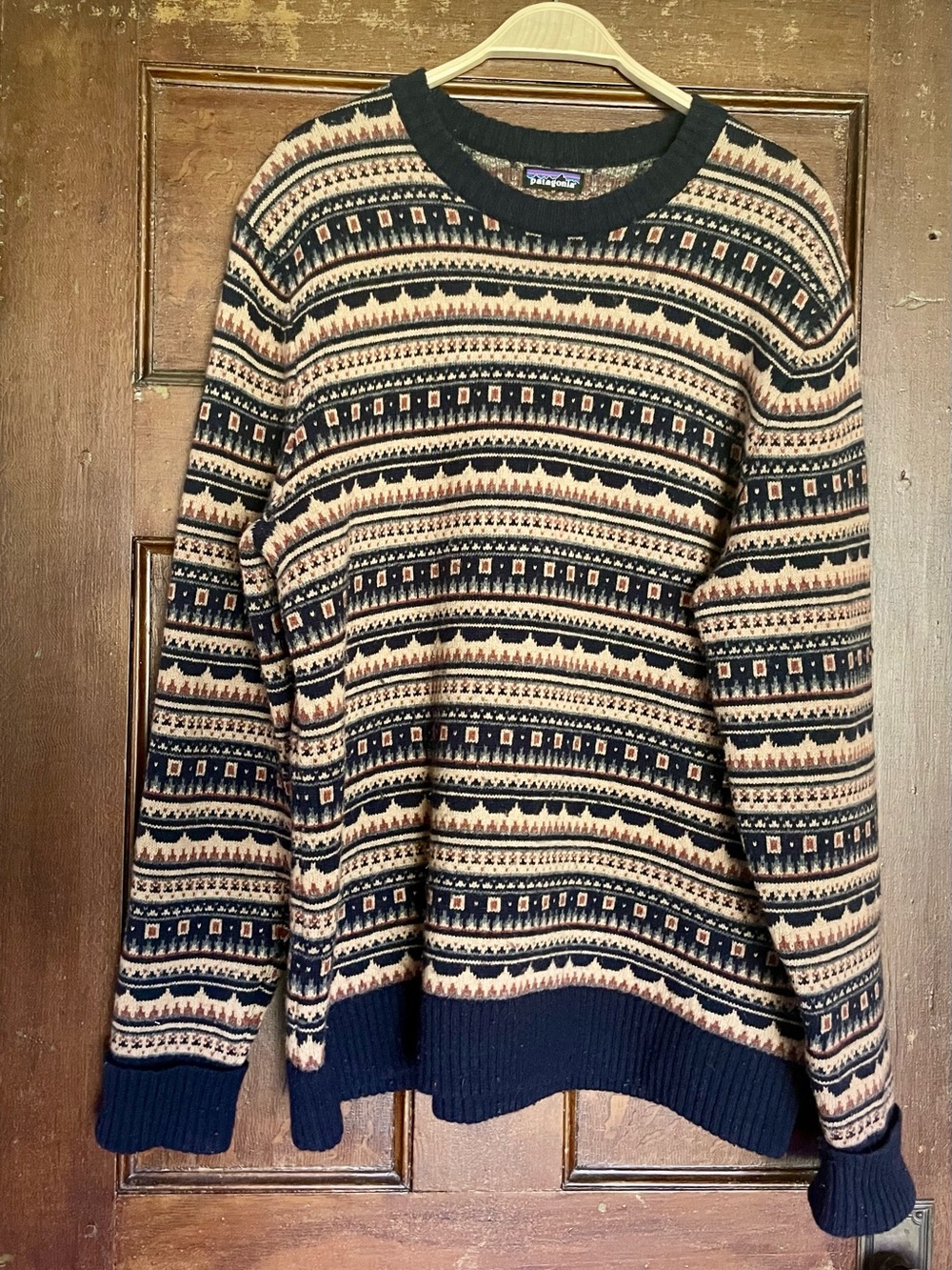 Patagonia Navy & Cream Fair Isle Crewneck Sweater